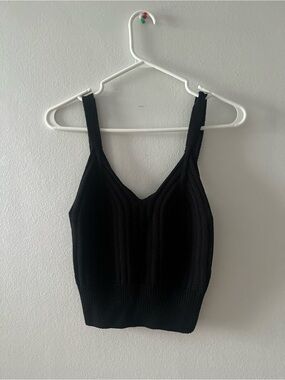 Black Ribbed Crop Tank Top Y2K Size S